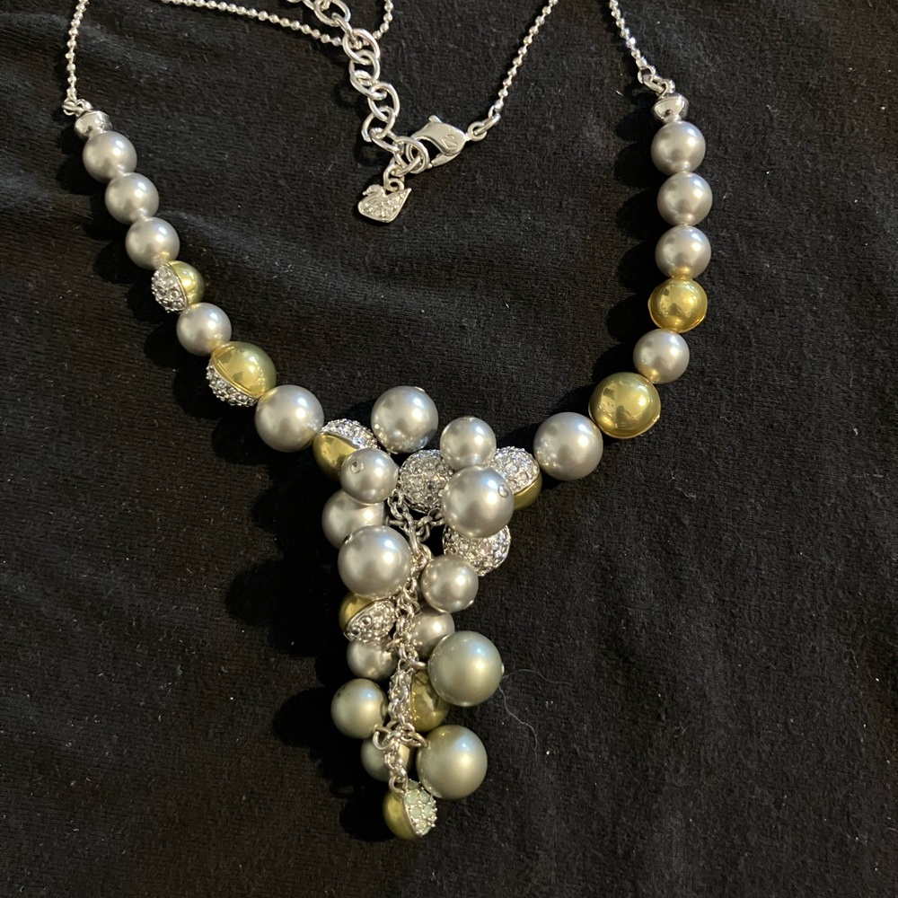 Swarovski Silver and Gold Pearl Necklace